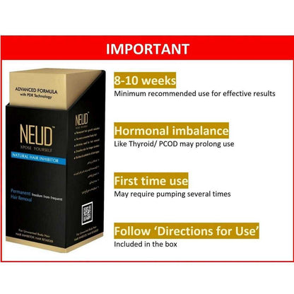 NEUD Combo Natural Hair Inhibitor (80 g) and After-Hair-Removal Lotion (100 g) for Men and Women