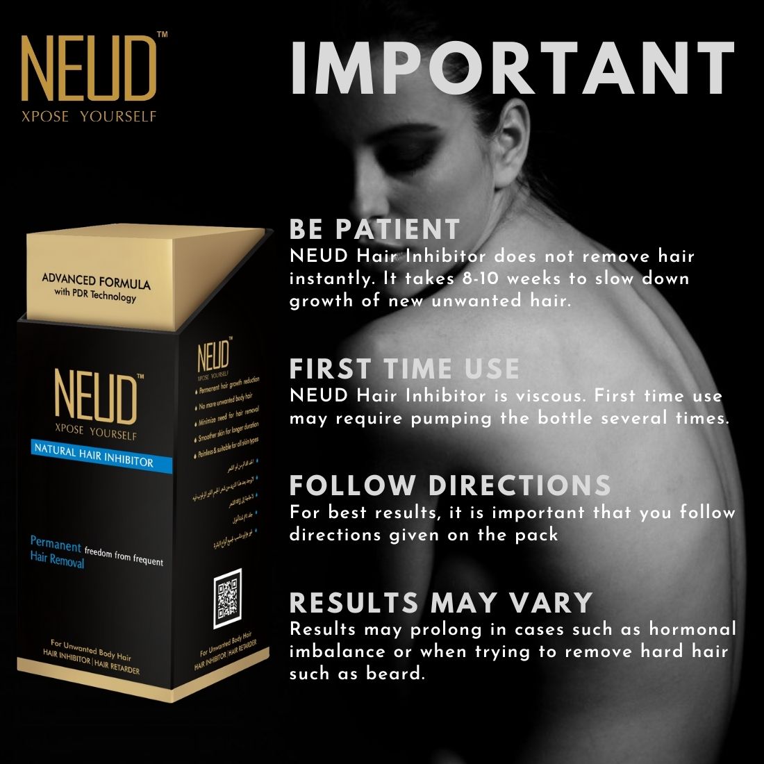NEUD Natural Inhibitor for Unwanted Hair in Men & Women