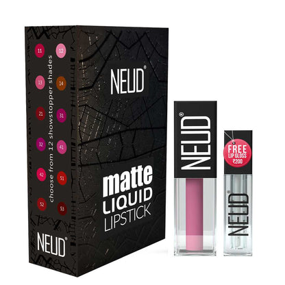 NEUD Matte Liquid Lipstick Supple Candy with Jojoba Oil, Vitamin E and Almond Oil - Smudge Proof 12-hour Stay Formula with Free Lip Gloss