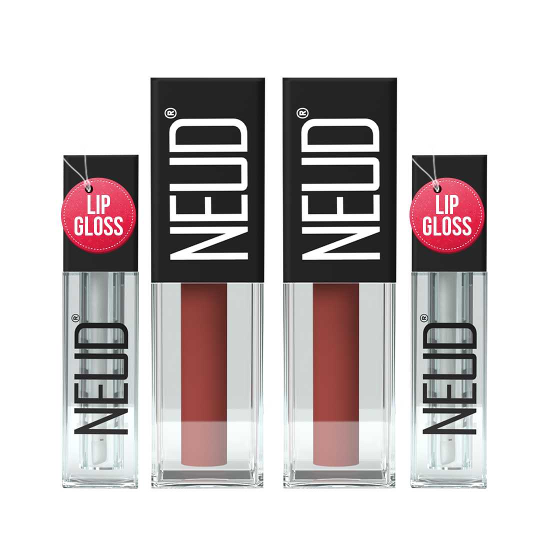 NEUD Matte Liquid Lipstick Jolly Coral with Jojoba Oil, Vitamin E and Almond Oil - Smudge Proof 12-hour Stay Formula with Free Lip Gloss