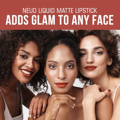 NEUD Matte Liquid Lipstick Jolly Coral with Jojoba Oil, Vitamin E and Almond Oil - Smudge Proof 12-hour Stay Formula with Free Lip Gloss