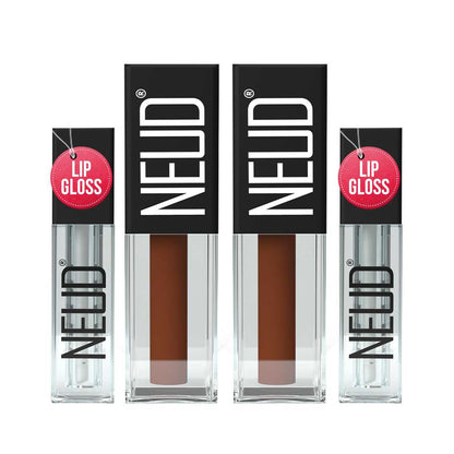 NEUD Matte Liquid Lipstick Oh My Coco with Jojoba Oil, Vitamin E and Almond Oil - Smudge Proof 12-hour Stay Formula with Free Lip Gloss