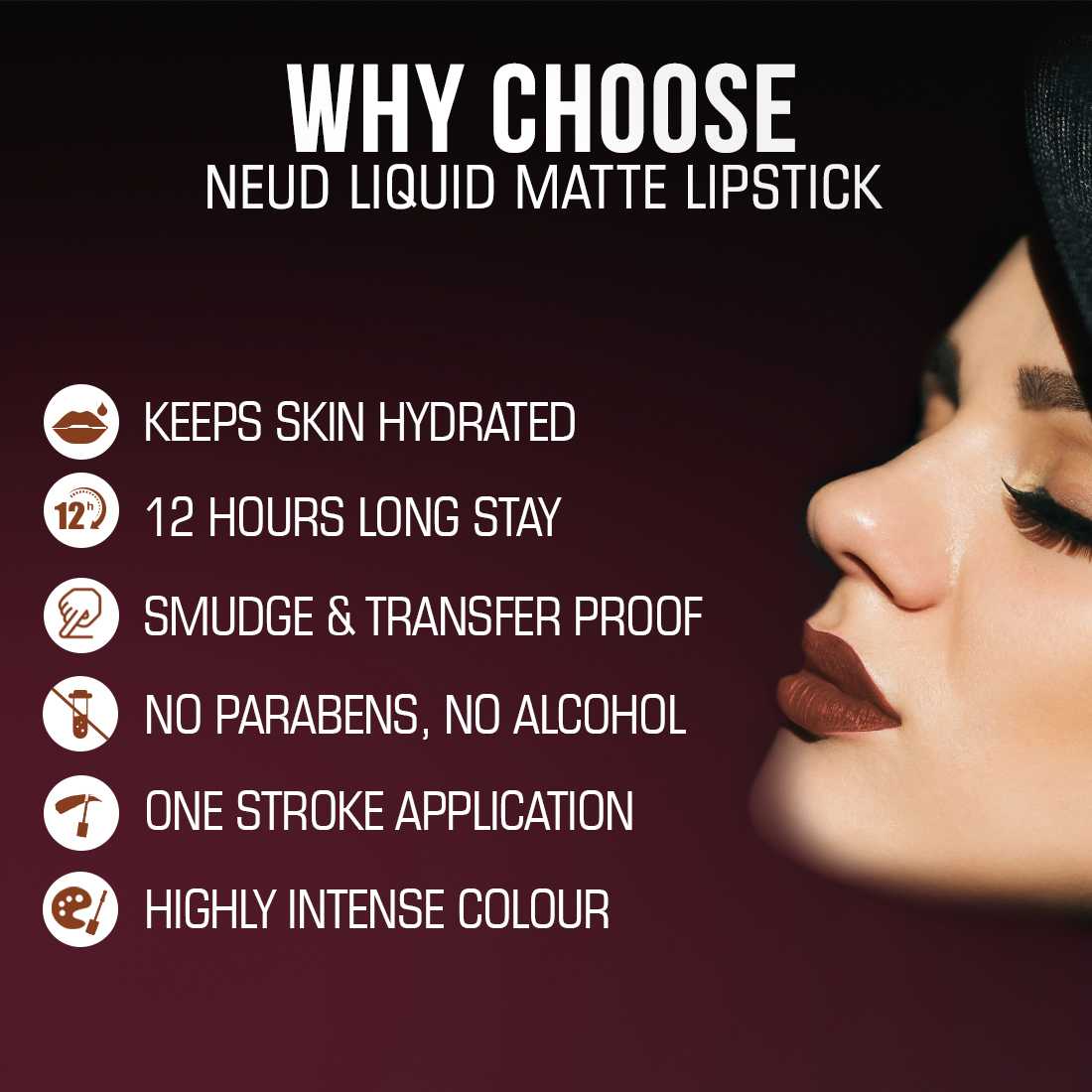 NEUD Matte Liquid Lipstick Oh My Coco with Jojoba Oil, Vitamin E and Almond Oil - Smudge Proof 12-hour Stay Formula with Free Lip Gloss