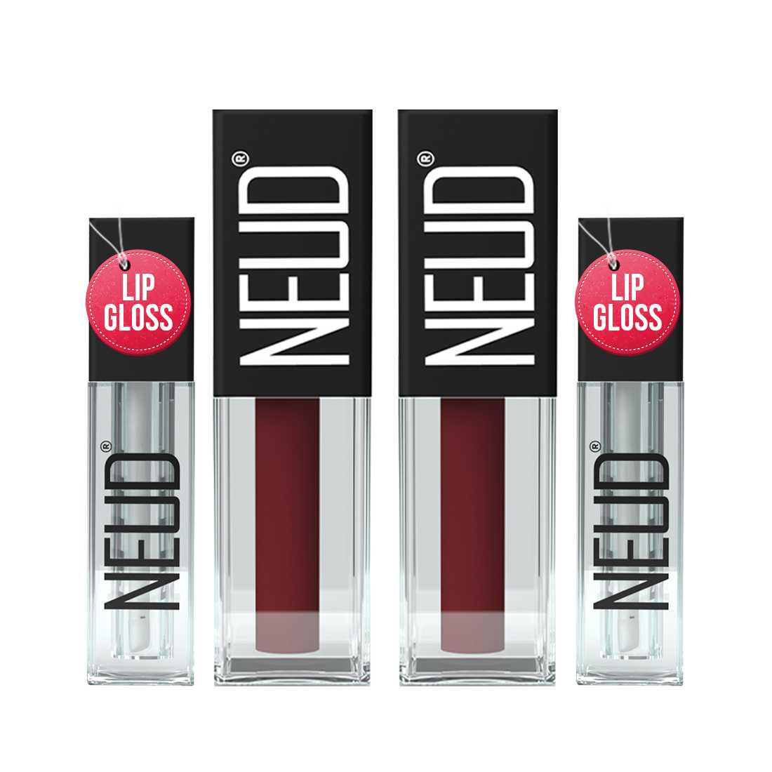 NEUD Matte Liquid Lipstick Mocha Brownie with Jojoba Oil, Vitamin E and Almond Oil - Smudge Proof 12-hour Stay Formula with Free Lip Gloss