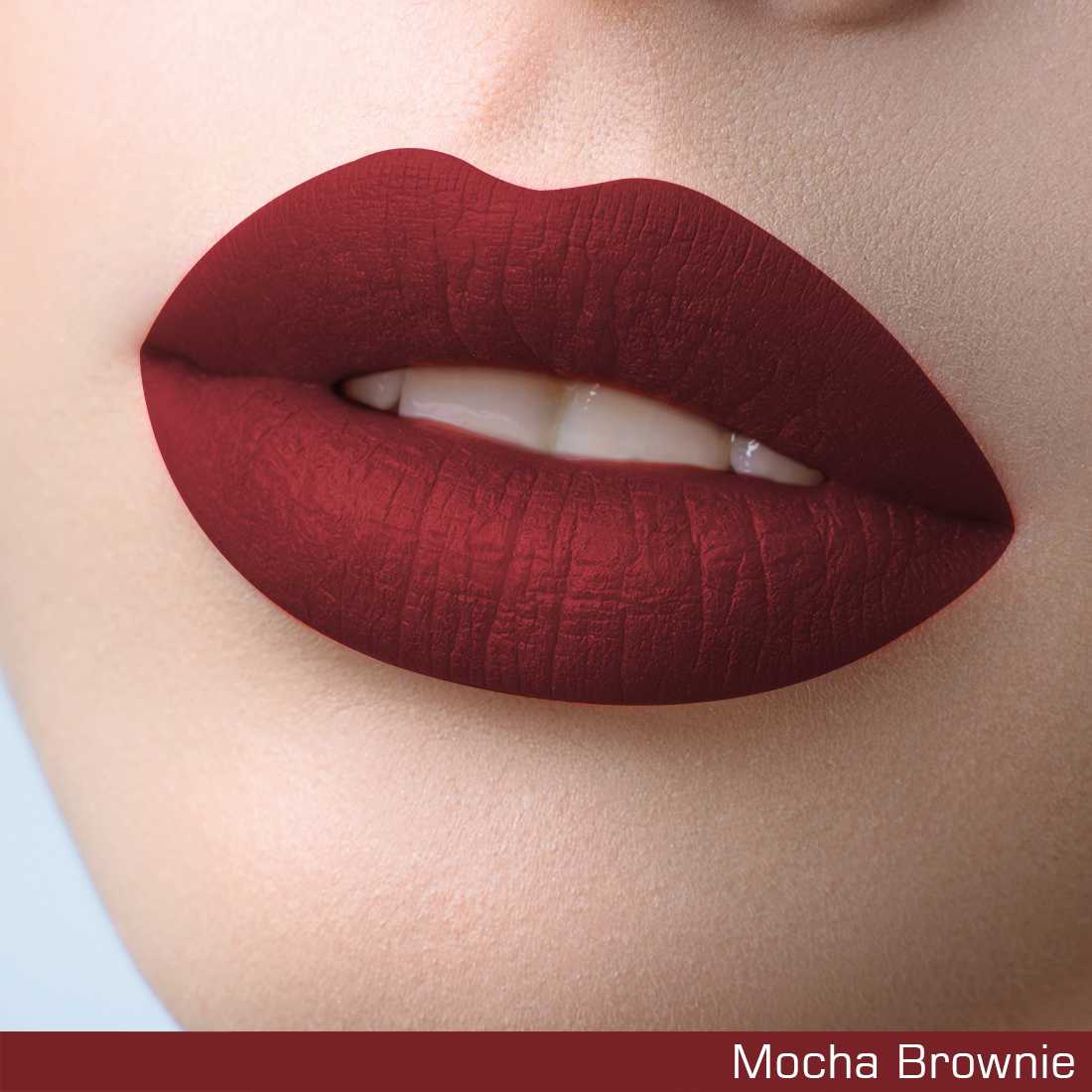 NEUD Matte Liquid Lipstick Mocha Brownie with Jojoba Oil, Vitamin E and Almond Oil - Smudge Proof 12-hour Stay Formula with Free Lip Gloss