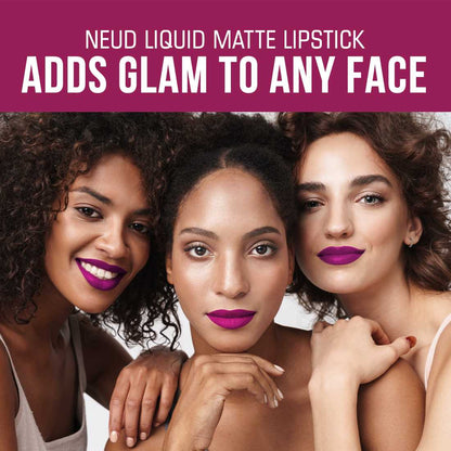 NEUD Matte Liquid Lipstick Mauve-a-licious with Jojoba Oil, Vitamin E and Almond Oil - Smudge Proof 12-hour Stay Formula with Free Lip Gloss