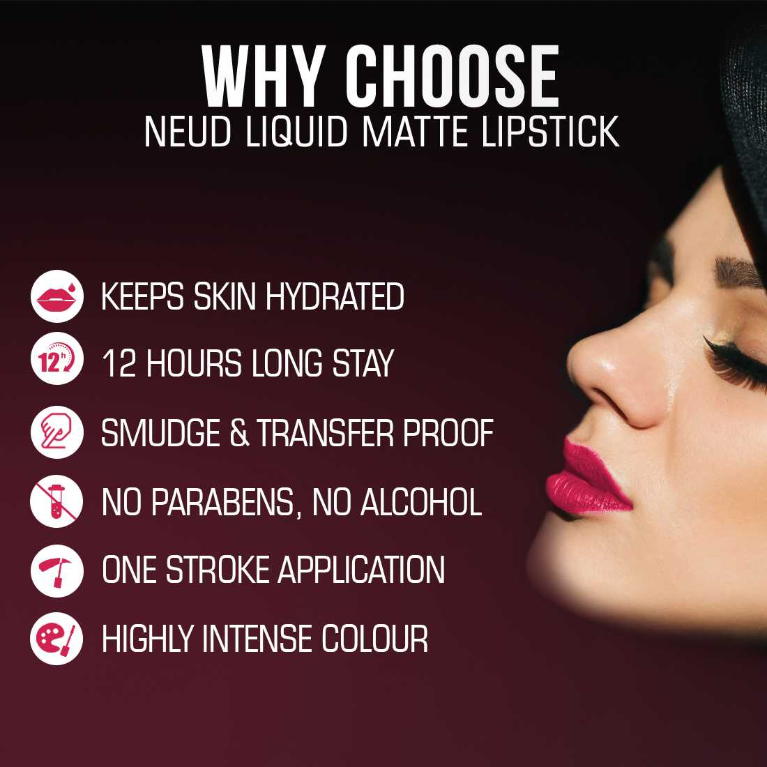 NEUD Matte Liquid Lipstick Hottie Crush with Jojoba Oil, Vitamin E and Almond Oil - Smudge Proof 12-hour Stay Formula with Free Lip Gloss