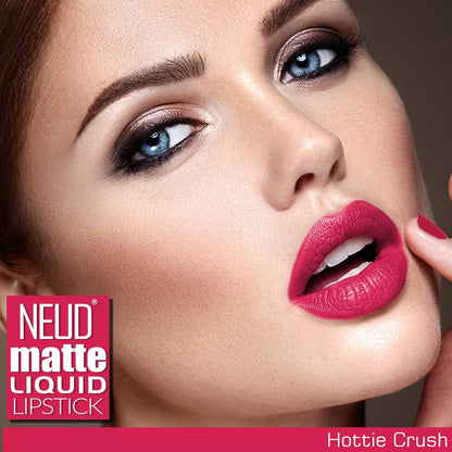 NEUD Matte Liquid Lipstick Hottie Crush with Jojoba Oil, Vitamin E and Almond Oil - Smudge Proof 12-hour Stay Formula with Free Lip Gloss