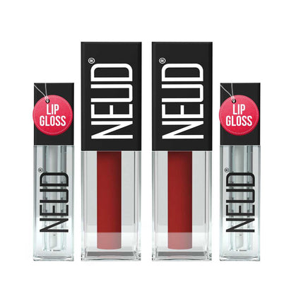 NEUD Matte Liquid Lipstick Perfect Pout with Jojoba Oil, Vitamin E and Almond Oil - Smudge Proof 12-hour Stay Formula with Free Lip Gloss