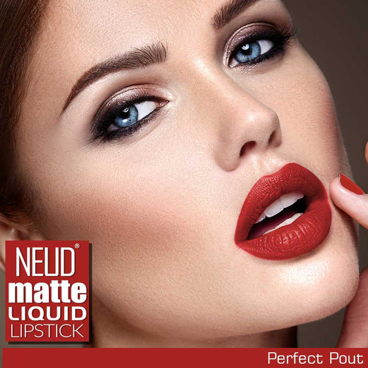 NEUD Matte Liquid Lipstick Perfect Pout with Jojoba Oil, Vitamin E and Almond Oil - Smudge Proof 12-hour Stay Formula with Free Lip Gloss