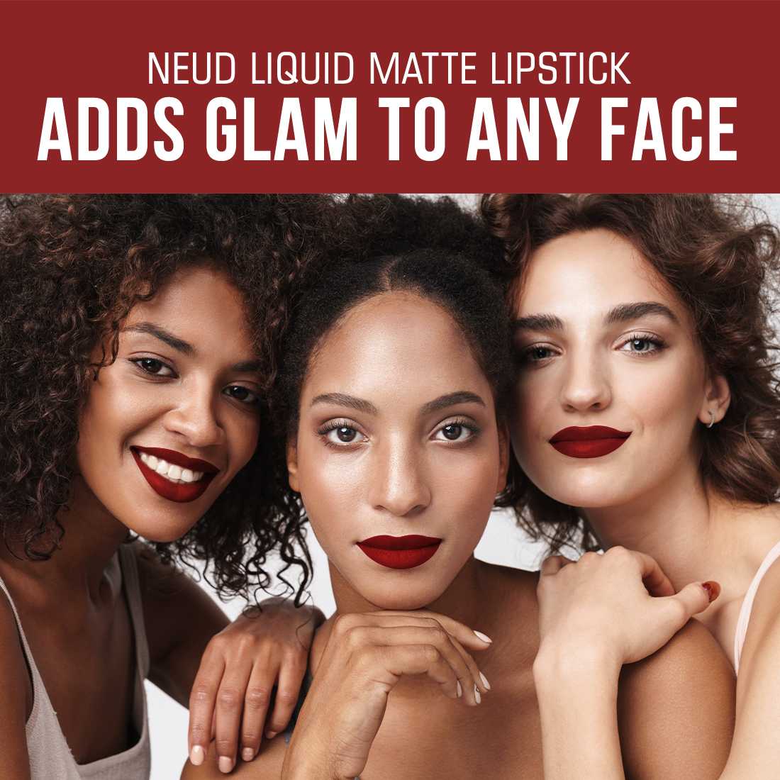 NEUD Matte Liquid Lipstick Red Kiss with Jojoba Oil, Vitamin E and Almond Oil - Smudge Proof 12-hour Stay Formula with Free Lip Gloss