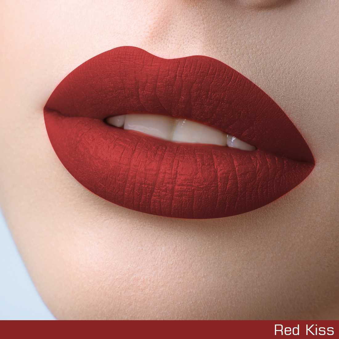 NEUD Matte Liquid Lipstick Red Kiss with Jojoba Oil, Vitamin E and Almond Oil - Smudge Proof 12-hour Stay Formula with Free Lip Gloss