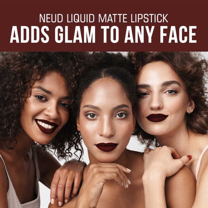 NEUD Matte Liquid Lipstick Espresso Twist with Jojoba Oil, Vitamin E and Almond Oil - Smudge Proof 12-hour Stay Formula with Free Lip Gloss