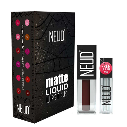 NEUD Matte Liquid Lipstick Espresso Twist with Jojoba Oil, Vitamin E and Almond Oil - Smudge Proof 12-hour Stay Formula with Free Lip Gloss