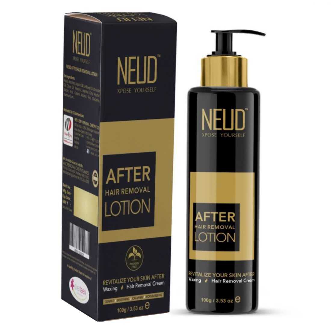 NEUD Combo Natural Hair Inhibitor (80 g) and After-Hair-Removal Lotion (100 g) for Men and Women