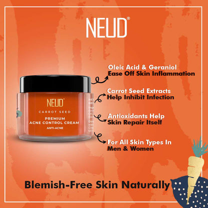 NEUD Carrot Seed Acne Control Cream for Men & Women - 50g