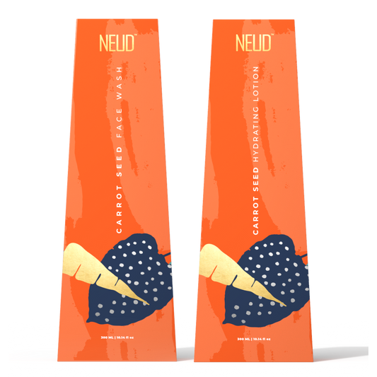 NEUD Carrot Seed Face Wash and Hydrating Lotion Combo for Men and Women - 300 ml Each