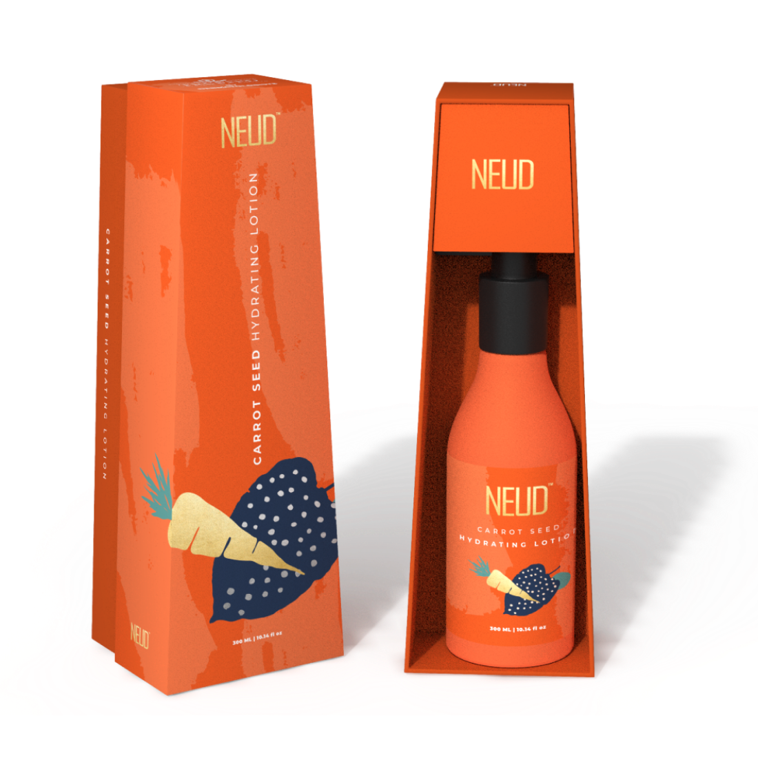 NEUD Carrot Seed Premium Hydrating Lotion for Men & Women - Get Free Zipper Pouch