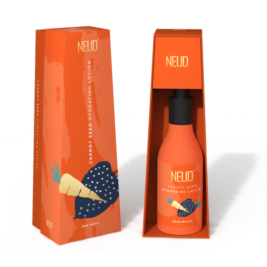 NEUD Carrot Seed Premium Hydrating Lotion for Men & Women - Get Free Zipper Pouch