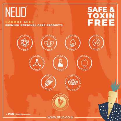 NEUD Carrot Seed Premium Shampoo for Men & Women - Get Free Zipper Pouch