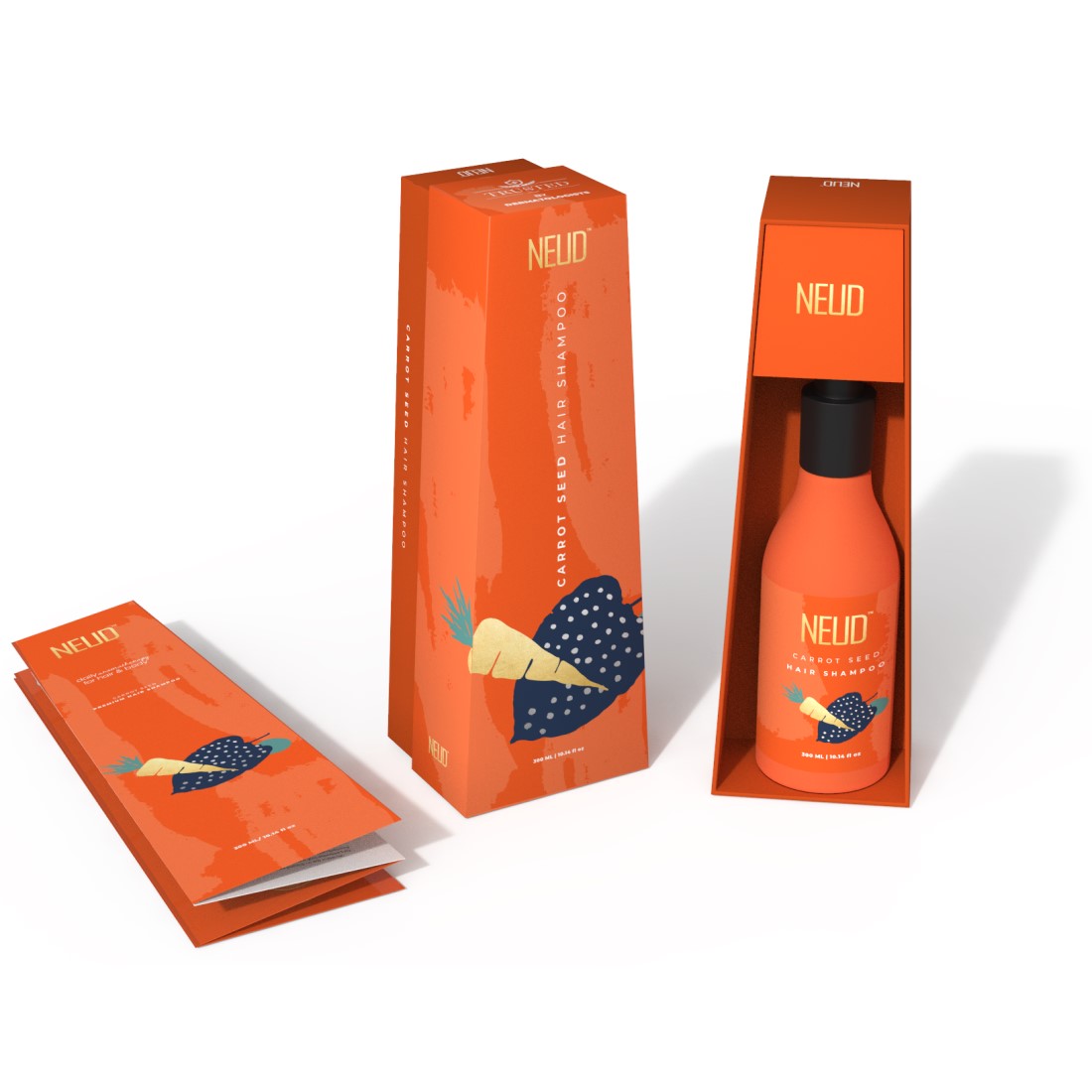 NEUD Carrot Seed Premium Shampoo for Men & Women - Get Free Zipper Pouch