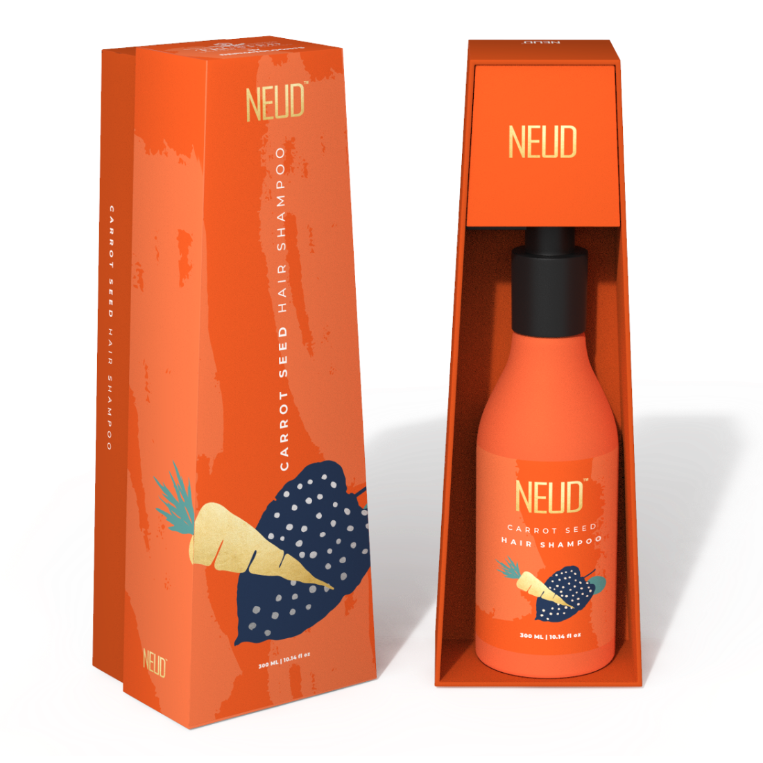 NEUD Carrot Seed Premium Shampoo for Men & Women - Get Free Zipper Pouch