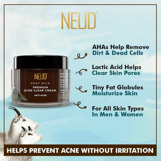 NEUD Goat Milk Acne Clear Cream for Men & Women - 50g