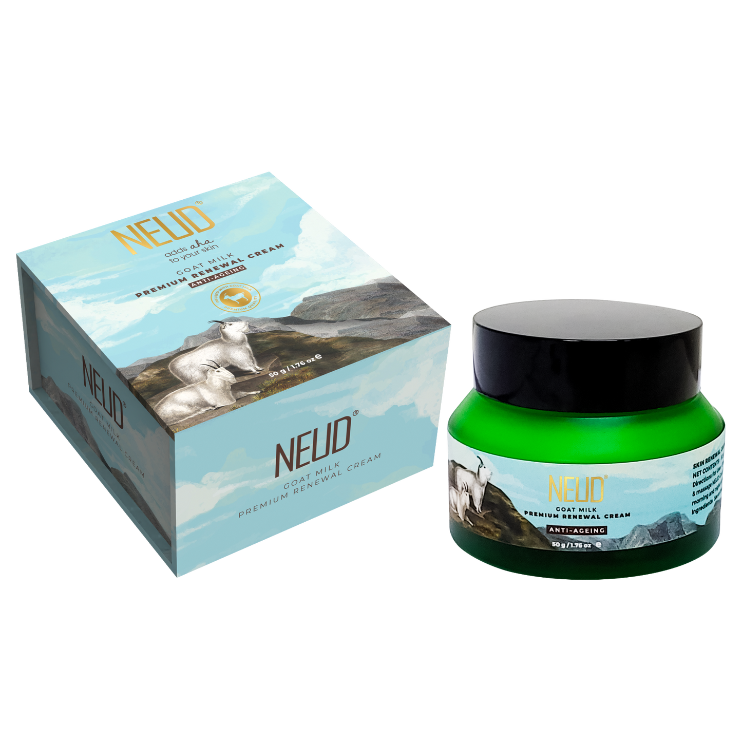 NEUD Goat Milk Premium Skin Renewal Cream for Men & Women - 50 g