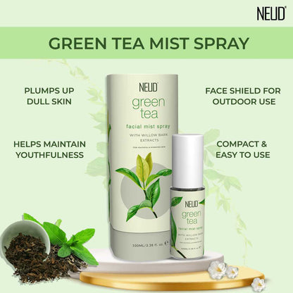 NEUD Green Tea Facial Mist Spray For Youthful & Hydrated Skin - 100 ml