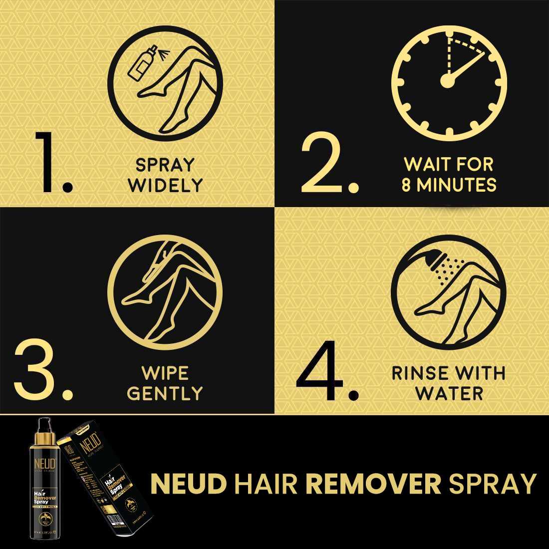 NEUD Hair Remover Spray with Neem, Jojoba and Lemon Oil for Men & Women - 100 ml