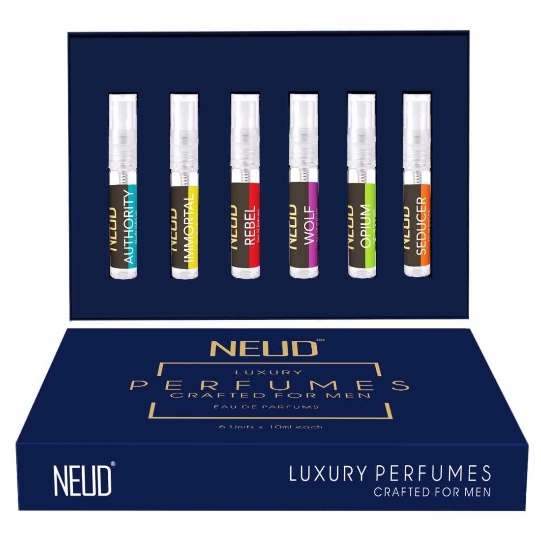 NEUD Luxury Perfumes for Men Long Lasting EDP - 6 Vials x 10ml Each