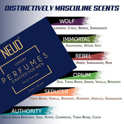 NEUD Luxury Perfumes for Men Long Lasting EDP - 6 Vials x 10ml Each