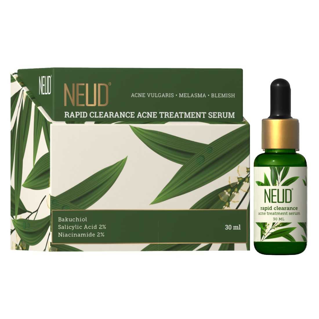 NEUD Rapid Clearance Acne Treatment Serum With Salicylic Acid, Bakuchiol and Niacinamide - 30 ml