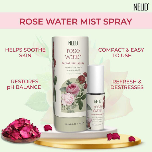 NEUD Rose Water Facial Mist Spray For Refreshed and Toned Skin - 100 ml