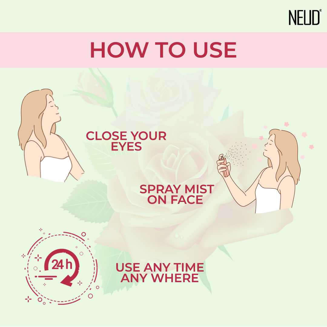 NEUD Rose Water Facial Mist Spray For Refreshed and Toned Skin - 100 ml