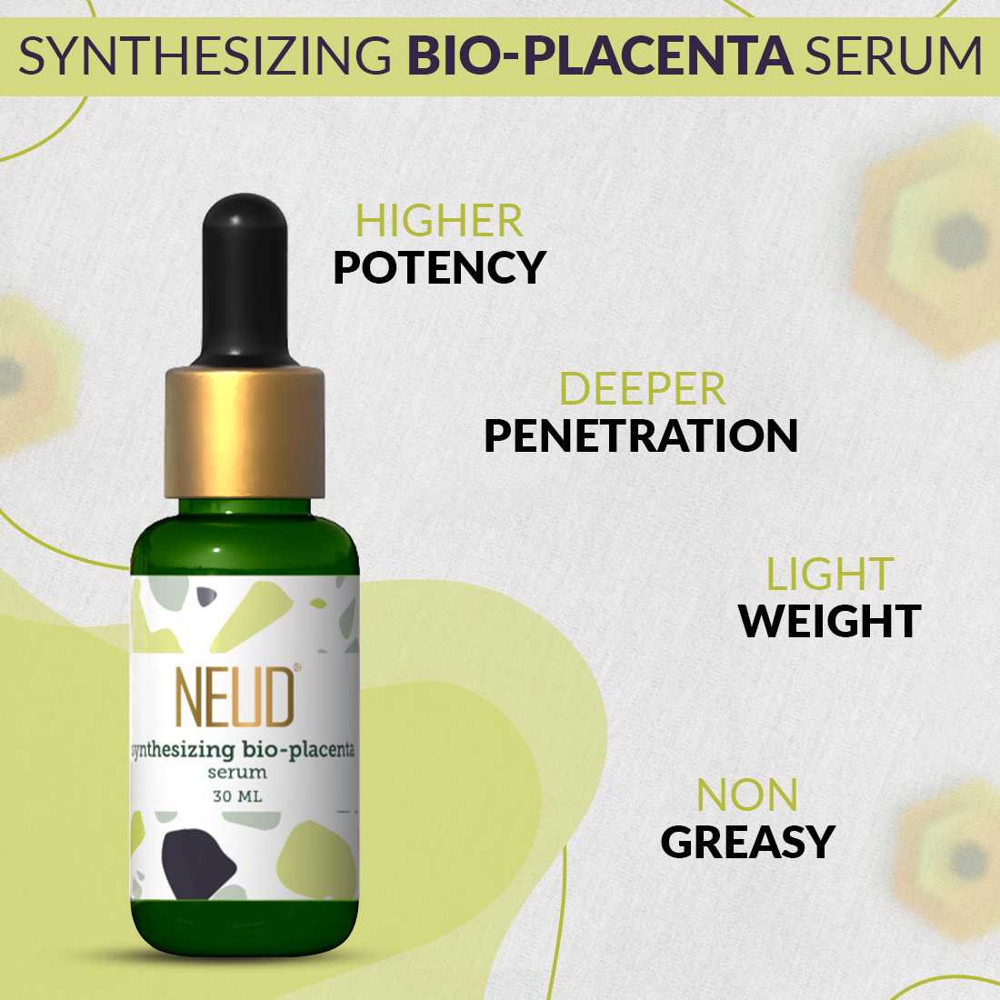 NEUD Synthesizing Bio-Placenta Serum With Hyaluronic Acid and Advanced Skin Ingredients - 30 ml