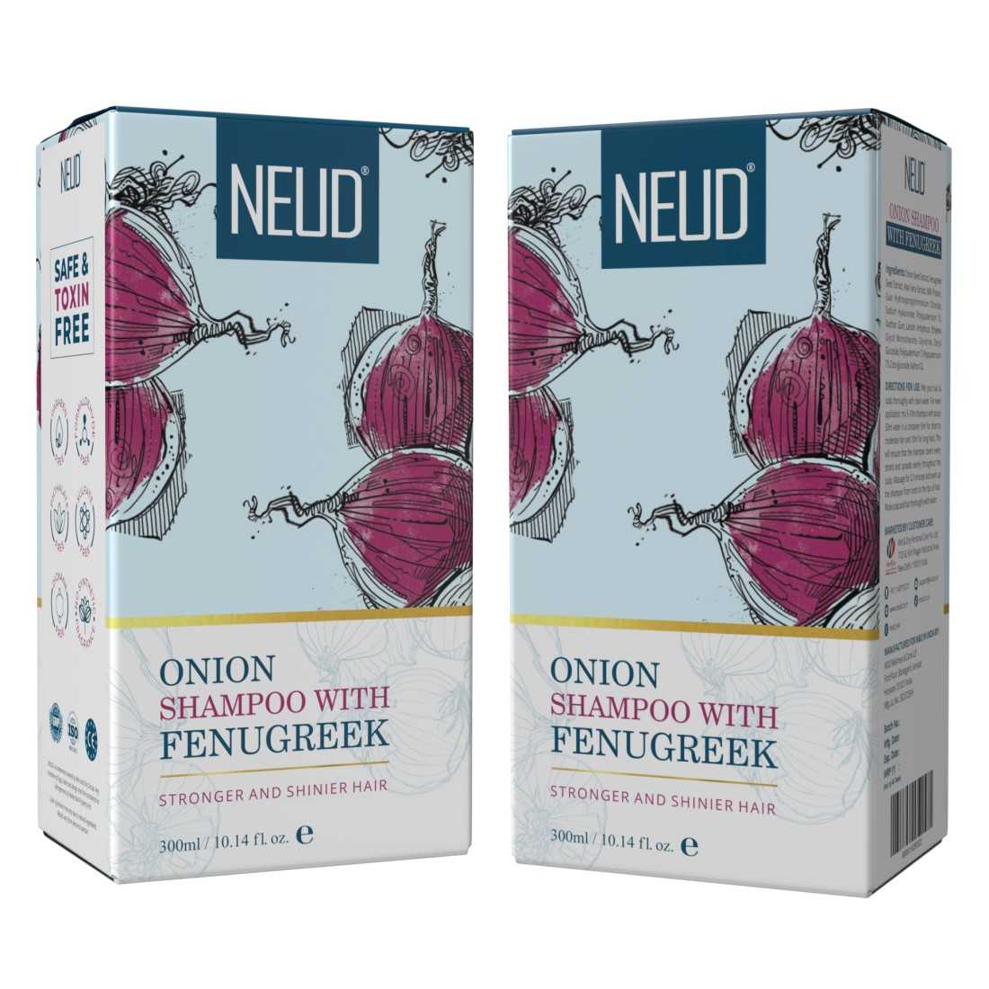 NEUD Premium Onion Hair Shampoo with Fenugreek for Men and Women - 300 ml