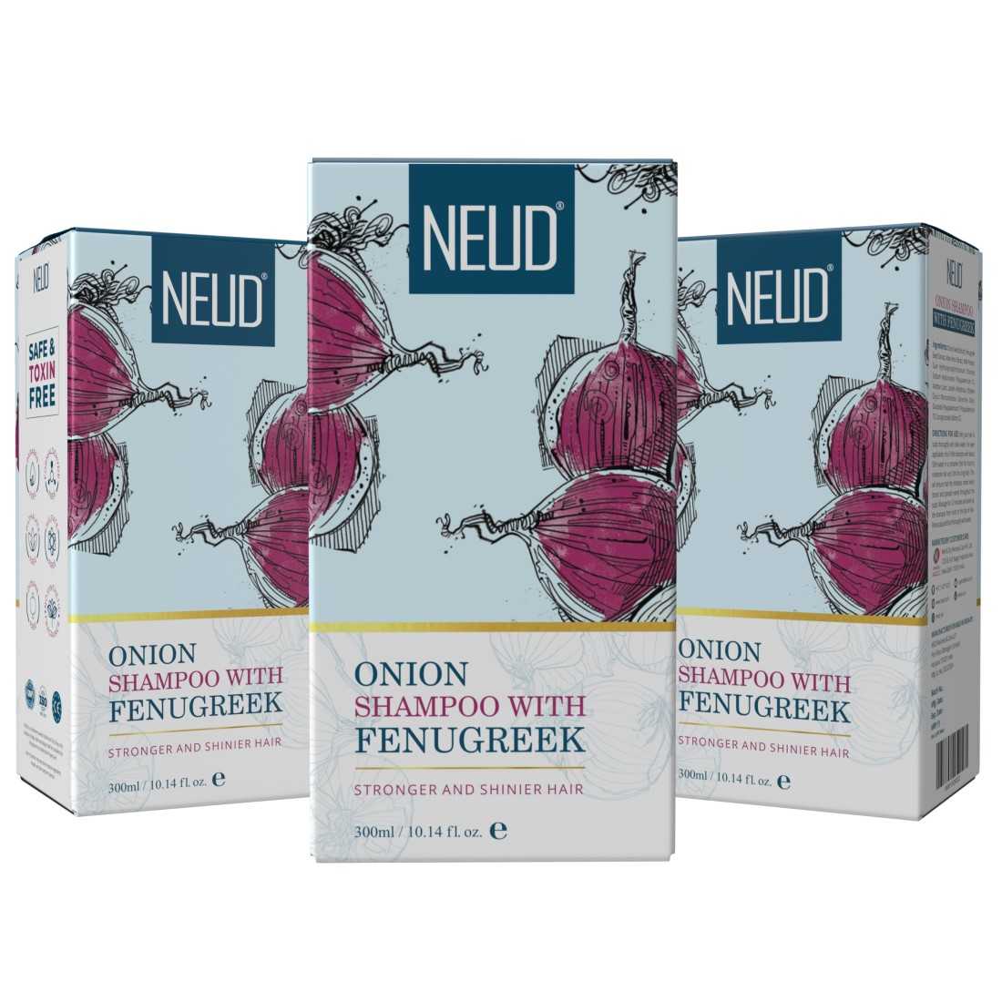 NEUD Premium Onion Hair Shampoo with Fenugreek for Men and Women - 300 ml